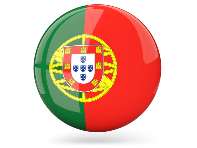 Glossy round icon. Download flag icon of Portugal at PNG format