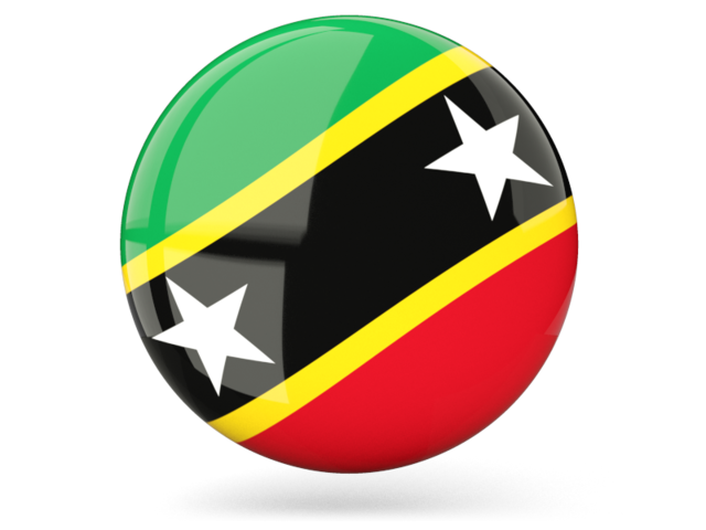 Glossy round icon. Download flag icon of Saint Kitts and Nevis at PNG format