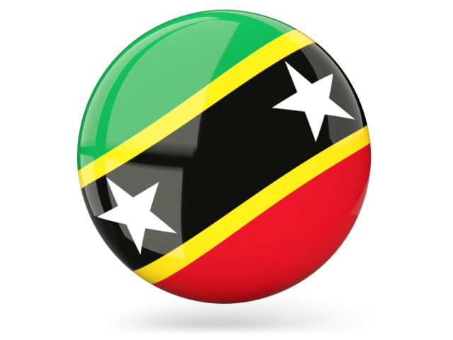 Glossy Round Icon. Illustration Of Flag Of Saint Kitts And Nevis