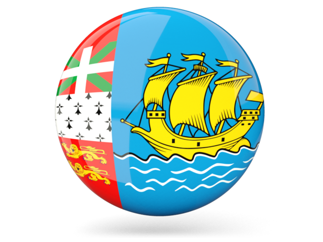 Glossy round icon. Download flag icon of Saint Pierre and Miquelon at PNG format