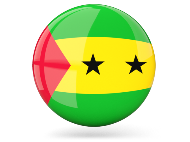 Glossy round icon. Download flag icon of Sao Tome and Principe at PNG format
