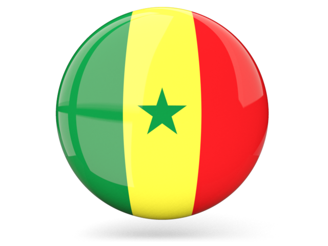 Glossy round icon. Download flag icon of Senegal at PNG format