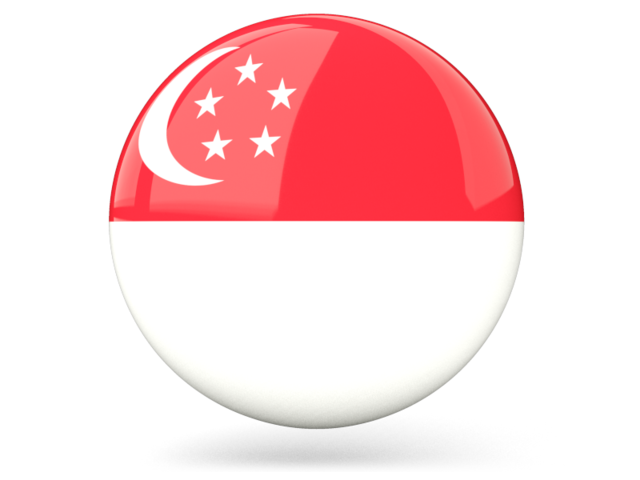 Glossy round icon. Download flag icon of Singapore at PNG format