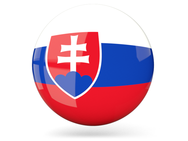 Глянцевая круглая иконка. Скачать флаг. Словакия