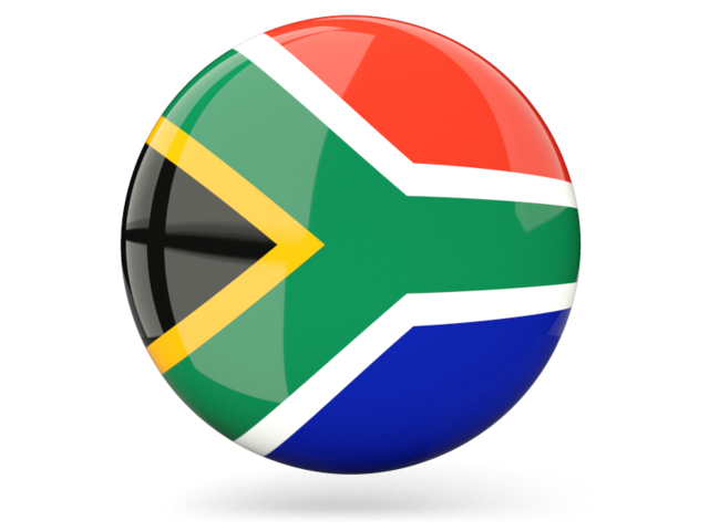 Glossy round icon. Illustration of flag of South Africa