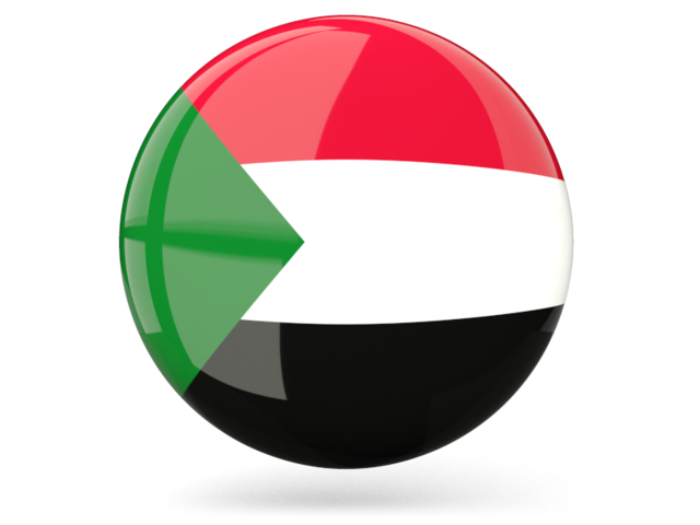 Glossy Round Icon Illustration Of Flag Of Sudan