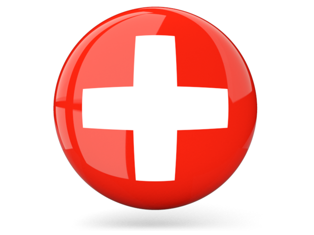 Glossy round icon. Download flag icon of Switzerland at PNG format