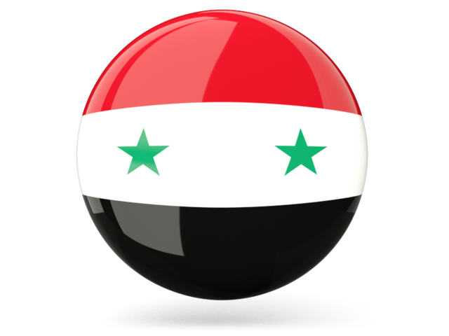 Glossy round icon. Download flag icon of Syria at PNG format