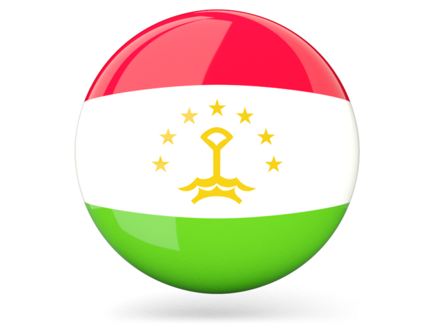 Glossy round icon. Download flag icon of Tajikistan at PNG format