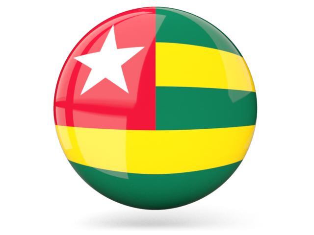 Glossy round icon. Download flag icon of Togo at PNG format