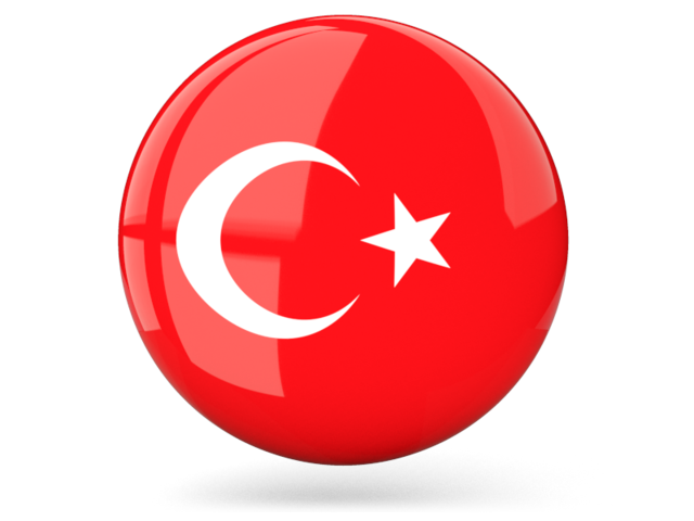 Glossy round icon. Download flag icon of Turkey at PNG format