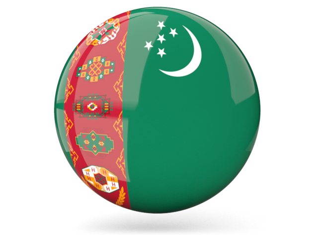 Glossy round icon. Download flag icon of Turkmenistan at PNG format