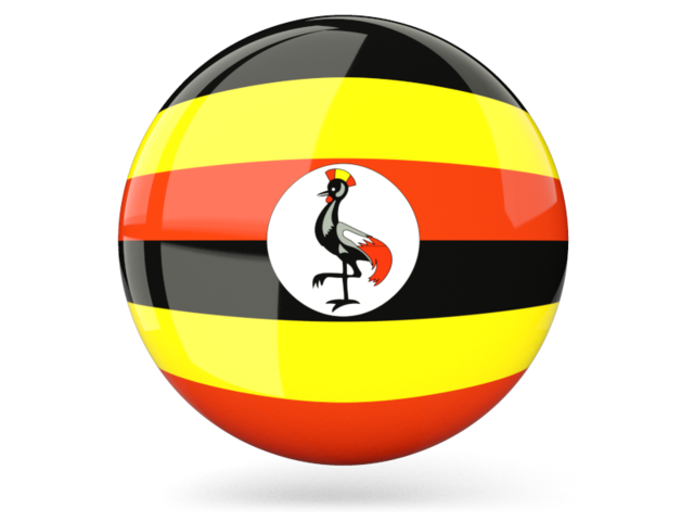 Glossy round icon. Download flag icon of Uganda at PNG format