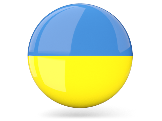 Glossy round icon. Download flag icon of Ukraine at PNG format