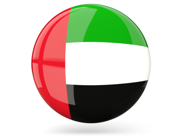 Glossy round icon. Download flag icon of United Arab Emirates at PNG format