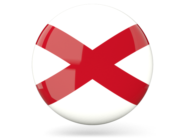 Glossy round icon. Download flag icon of Alabama