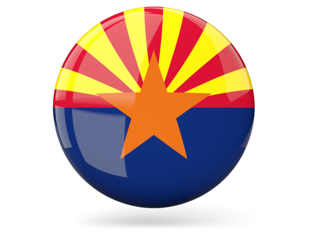 Glossy round icon. Download flag icon of Arizona