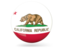Flag of state of California. Glossy round icon. Download icon