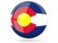Flag of state of Colorado. Glossy round icon. Download icon