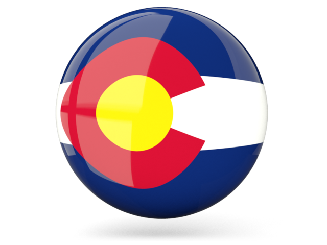 Glossy round icon. Download flag icon of Colorado