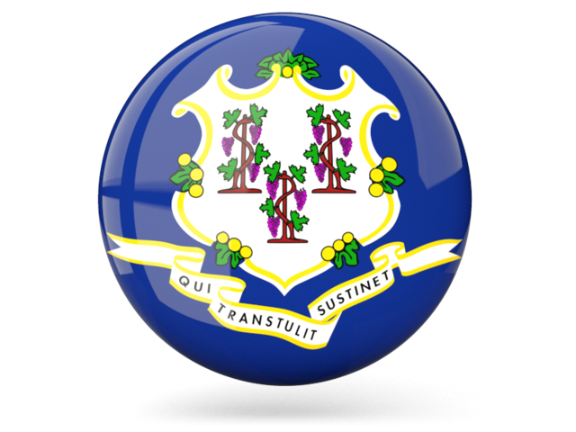 Glossy round icon. Download flag icon of Connecticut