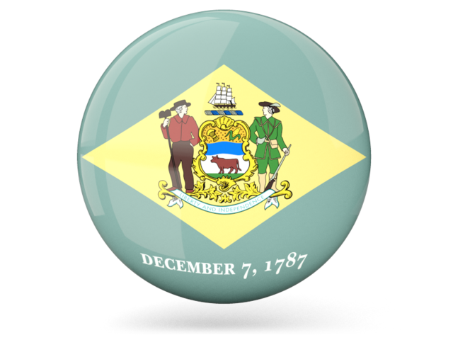 Glossy round icon. Download flag icon of Delaware