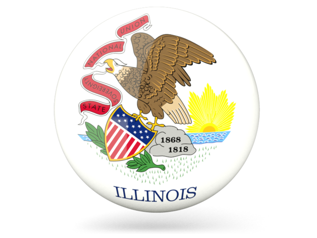 Glossy round icon. Download flag icon of Illinois