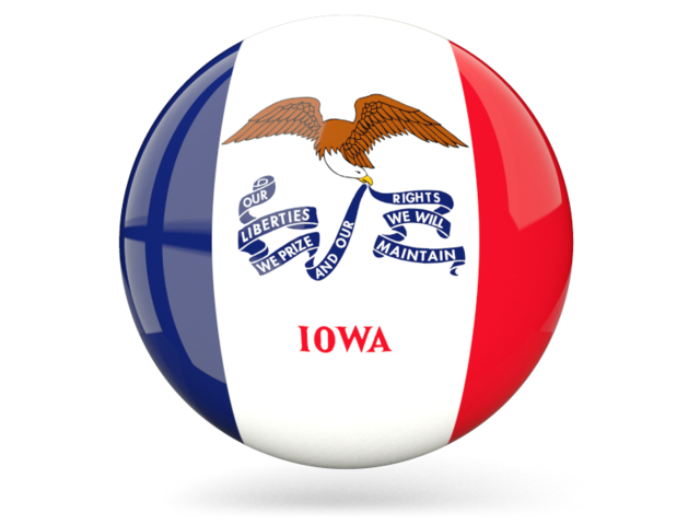 Glossy round icon. Download flag icon of Iowa
