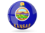 Flag of state of Kansas. Glossy round icon. Download icon