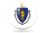 Flag of state of Massachusetts. Glossy round icon. Download icon