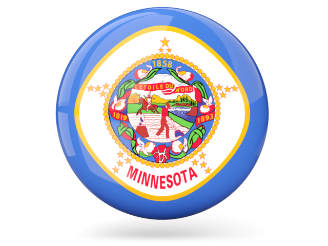 Glossy round icon. Download flag icon of Minnesota