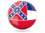 Flag of state of Mississippi. Glossy round icon. Download icon