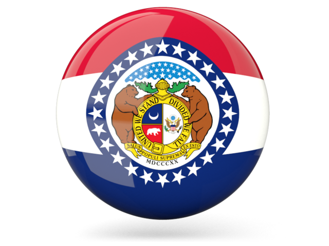 Glossy round icon. Download flag icon of Missouri