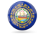 Flag of state of New Hampshire. Glossy round icon. Download icon