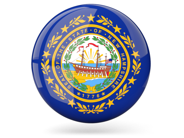 Glossy round icon. Download flag icon of New Hampshire