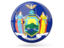 Flag of state of New York. Glossy round icon. Download icon