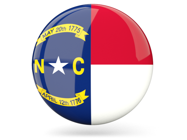 Glossy round icon. Download flag icon of North Carolina