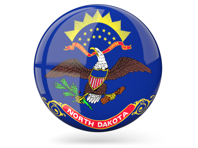Glossy round icon. Download flag icon of North Dakota
