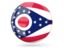 Flag of state of Ohio. Glossy round icon. Download icon