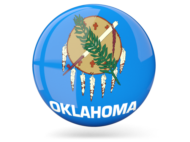 Glossy round icon. Download flag icon of Oklahoma