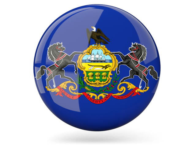 Glossy round icon. Download flag icon of Pennsylvania