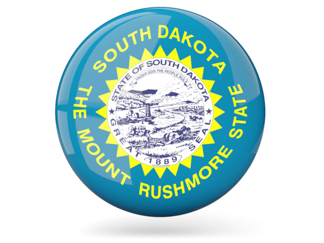 Glossy round icon. Download flag icon of South Dakota