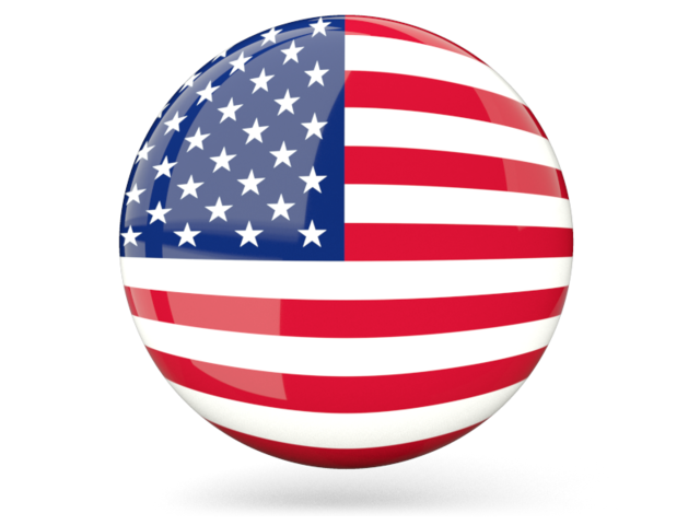 Glossy round icon. Download flag icon of United States of America at PNG format