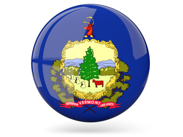 Glossy round icon. Download flag icon of Vermont