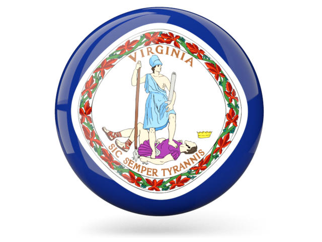 Glossy round icon. Download flag icon of Virginia