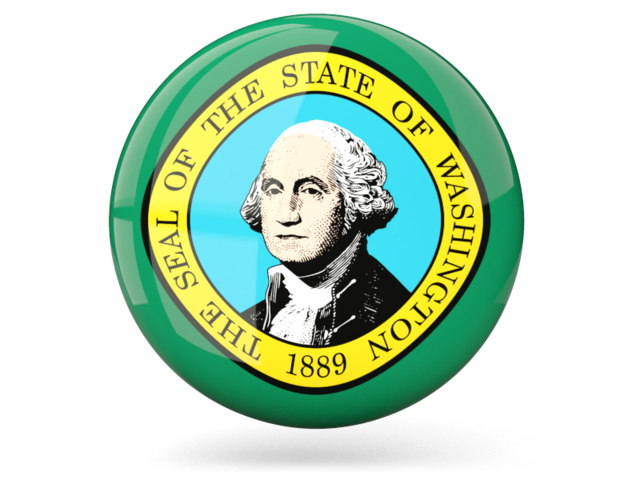 Glossy round icon. Download flag icon of Washington