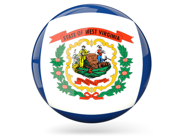 Glossy round icon. Download flag icon of West Virginia