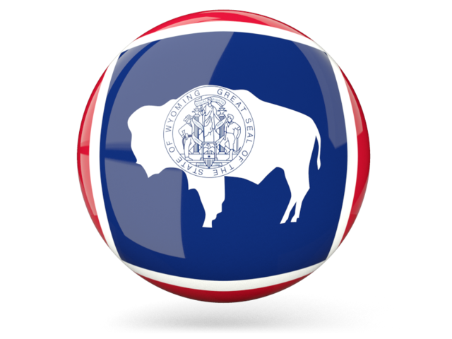 Glossy round icon. Download flag icon of Wyoming