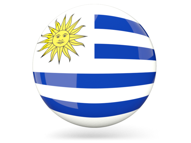 Glossy round icon. Download flag icon of Uruguay at PNG format