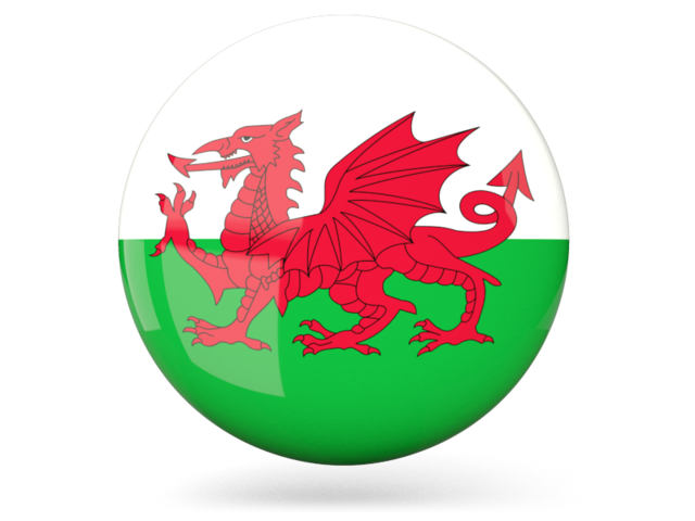 Glossy round icon. Download flag icon of Wales at PNG format